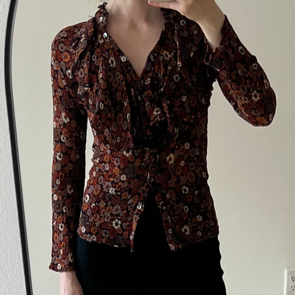 Antik Batik Floral Cotton Blouse - Size XS